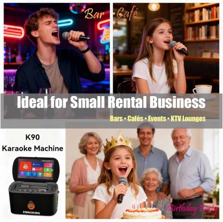 ENNOKING K90 BT Karaoke Machine with 2 Wireless Microphones Rechargeable Home KTV System for Party Singing Entertainment