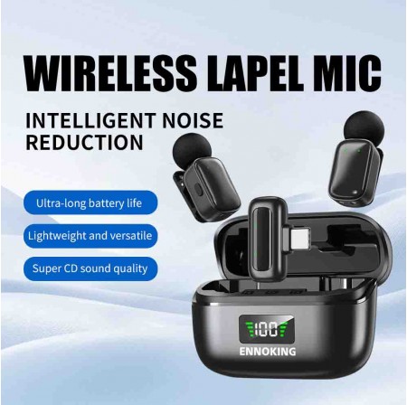 ENNOKING Wireless Lavalier Microphone 3-in-1 Adapter with 1-to-2 Split Noise Reduction for Audio Recording Vlogging
