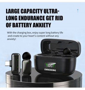 ENNOKING Wireless Lavalier Microphone 3-in-1 Adapter with 1-to-2 Split Noise Reduction for Audio Recording Vlogging