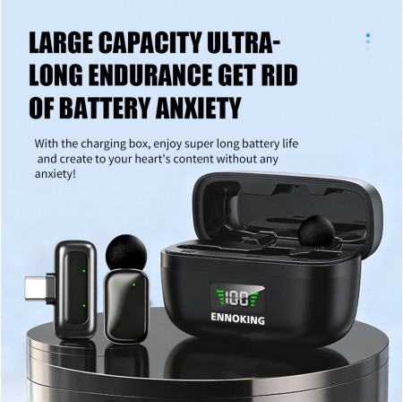 ENNOKING Wireless Lavalier Microphone 3-in-1 Adapter with 1-to-2 Split Noise Reduction for Audio Recording Vlogging