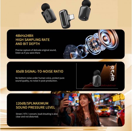 ENNOKING Wireless Lavalier Microphone 3-in-1 Adapter with 1-to-2 Split Noise Reduction for Audio Recording Vlogging