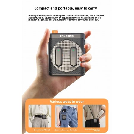  ENNOKING Wireless Lavalier Amplifier Microphone with Bluetooth 5.3, Noise Cancellation and Portable Clip Mount for Audio Systems