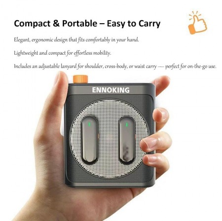  ENNOKING Wireless Lavalier Amplifier Microphone with Bluetooth 5.3, Noise Cancellation and Portable Clip Mount for Audio Systems