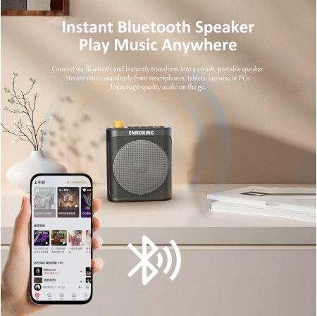  ENNOKING Wireless Lavalier Amplifier Microphone with Bluetooth 5.3, Noise Cancellation and Portable Clip Mount for Audio Systems