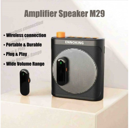  ENNOKING Wireless Lavalier Amplifier Microphone with Bluetooth 5.3, Noise Cancellation and Portable Clip Mount for Audio Systems