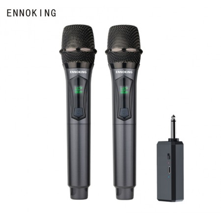 ENNOKING U8 Wireless Dynamic Microphone System with Rechargeable Battery, 50Hz-18kHz Frequency Response for Karaoke Live Streaming