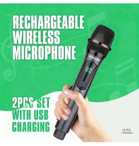 ENNOKING U8 Wireless Dynamic Microphone System with Rechargeable Battery, 50Hz-18kHz Frequency Response for Karaoke Live Streaming