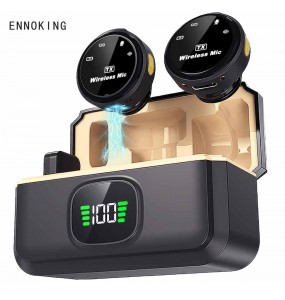 ENNOKING Mini Clip-on Wireless Noise Cancelling Lavalier Microphone Dual iPhone Android PC Recording Interview ABS