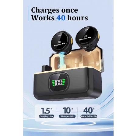 ENNOKING Mini Clip-on Wireless Noise Cancelling Lavalier Microphone Dual iPhone Android PC Recording Interview ABS