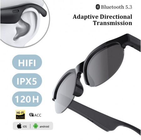 ENNOKING  Smart AI Translation BT Glasses Sunglasses UV Protection Outdoor Sports Riding Listening Call Glasses Cross-Border