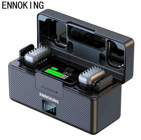 ENNOKING Professional RTS Mic 2 KS08 Wireless Lavalier Microphone Metal Charging Case Type C High Quality Noise Reduction