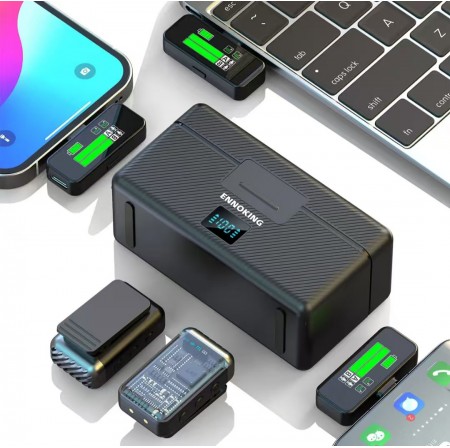 ENNOKING Professional RTS Mic 2 KS08 Wireless Lavalier Microphone Metal Charging Case Type C High Quality Noise Reduction