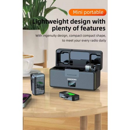 ENNOKING Professional RTS Mic 2 KS08 Wireless Lavalier Microphone Metal Charging Case Type C High Quality Noise Reduction